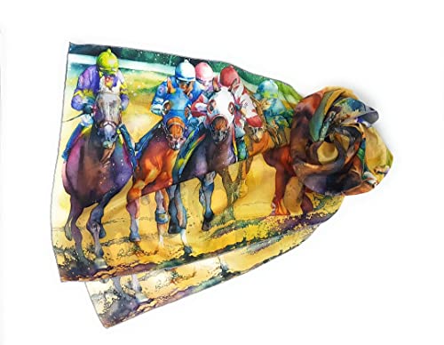 Silk Scarf, Horse Racing Accessory, Equine Art, Hat, Boho, Gift For Her - 16
