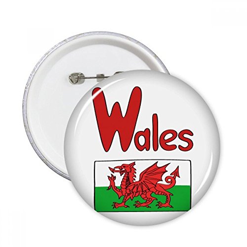 Badge Pays de Galles rouge et vert rond pins bouton pour vêtements en taille S