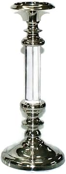 18" Lucille Stainless Steel Pillar/Taper Candle Holder in Silver