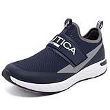 Nautica - Tenis sin cordones para hombre, zapatos casuales de moda para caminar, en anchos medianos y anchos, Gris...