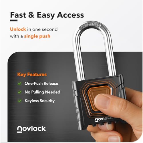 Wetterfestes Vorhängeschloss mit Zahlencode und langem Bügel – Robustes 4-stelliges Zahlenschloss für Tore, Zäune, Schuppen, Garagen, Garten & Spinde – 1er Pack, Schwarz