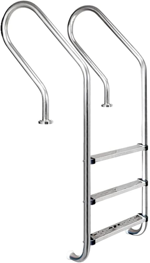 Katzowen Three Tread Stainless Stee Pool Ladder,Entry and Exit System for in-Ground Swimming Pools,can Withstand 440 Lbs,Stair Rail W/Base Plate,Easy Hand Grab