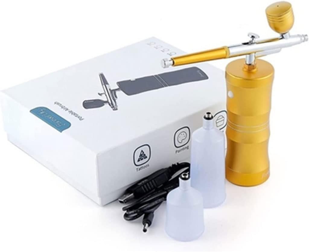 Airbrush Kit Airbrush Kit Mini Facial Airbrush Compressor Kit Air-Brush Spray Gun for Nail Art Paint Cake Makeup for Nail Art, Makeup, Painting, and Cake Decorati(Yellow)