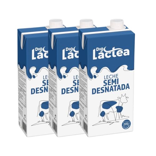 Dia Láctea - Leche Semidesnatada UHT (Pack 3 x 1L) - Fuente de Calcio, 1,6% Grasa - Formato Ahorro y Dieta