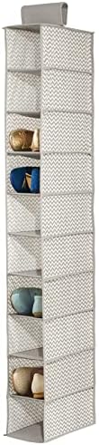 mDesign Set of 2 Hanging Shoe Rack - Wardrobe Storage Solutions - Hanging Shoe Storage with 10 Compartments - Taupe/Natural
