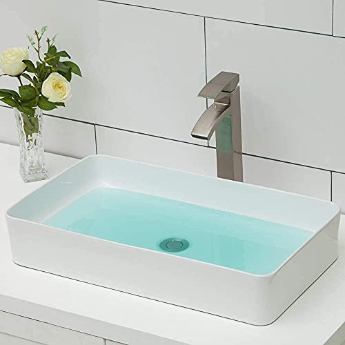 White Vessel Sink - Logmey 24" X 14" Rectangular Ceramic Above Counter Bathroom Vanity Sink Art Basin #TOP2