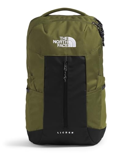 The North Face Lichen Daypack - Everyday Commuter Backpack, 16" Laptop Sleeve, Water Bottle Pockets, Center Front Pouch, Woodland Green/TNF Black, One Size