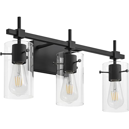 Image of SOLFART 3 Lights Black Vanity Lights for Bathroom Wall Light Fixtures Bathroom Light Fixtures Over Mirror Bath Vanity Light Black