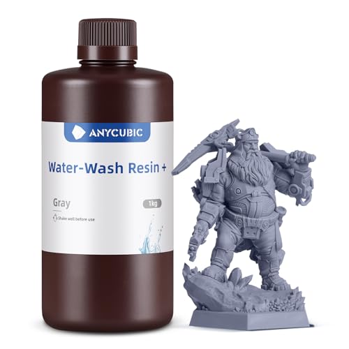 ANYCUBIC 光造形 3Dプリンター用 水洗いレジン 405nm LCD/DLP/SLA 3Dプリンター向け UV樹脂 水洗い可能 光硬化可能レジン 環境に優しい 1Kg (グレー)