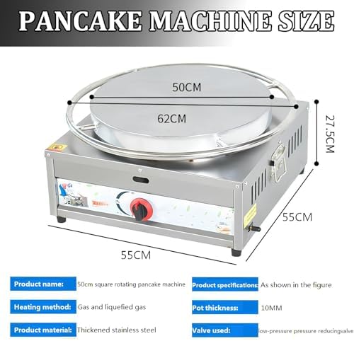 Commercial Electric Crepe Maker with Nonstick Griddle, Includes Batter Spreader & Wooden Spatula - Perfect for Pancakes, Crepes, & Breakfast Cooking