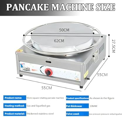 XFQZJG 45 cm kommerzieller Crêpe-Maker, Pfannkuchen-Grillplatte, große Kochplatte, antihaftbeschichtete elektrische Grillplatte, Pfannkuchen-Maker, Teigverteiler, Holzspatel, Crêpe-Pfanne für Gas/LPG – Bild 7