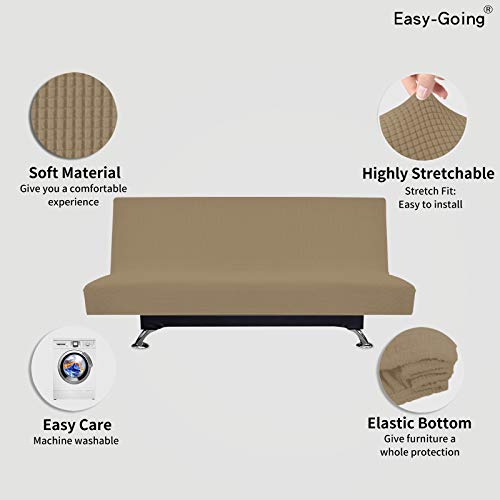 Image of Easy-Going Stretch Large Futon Slipcover Armless Futon Cover Tan