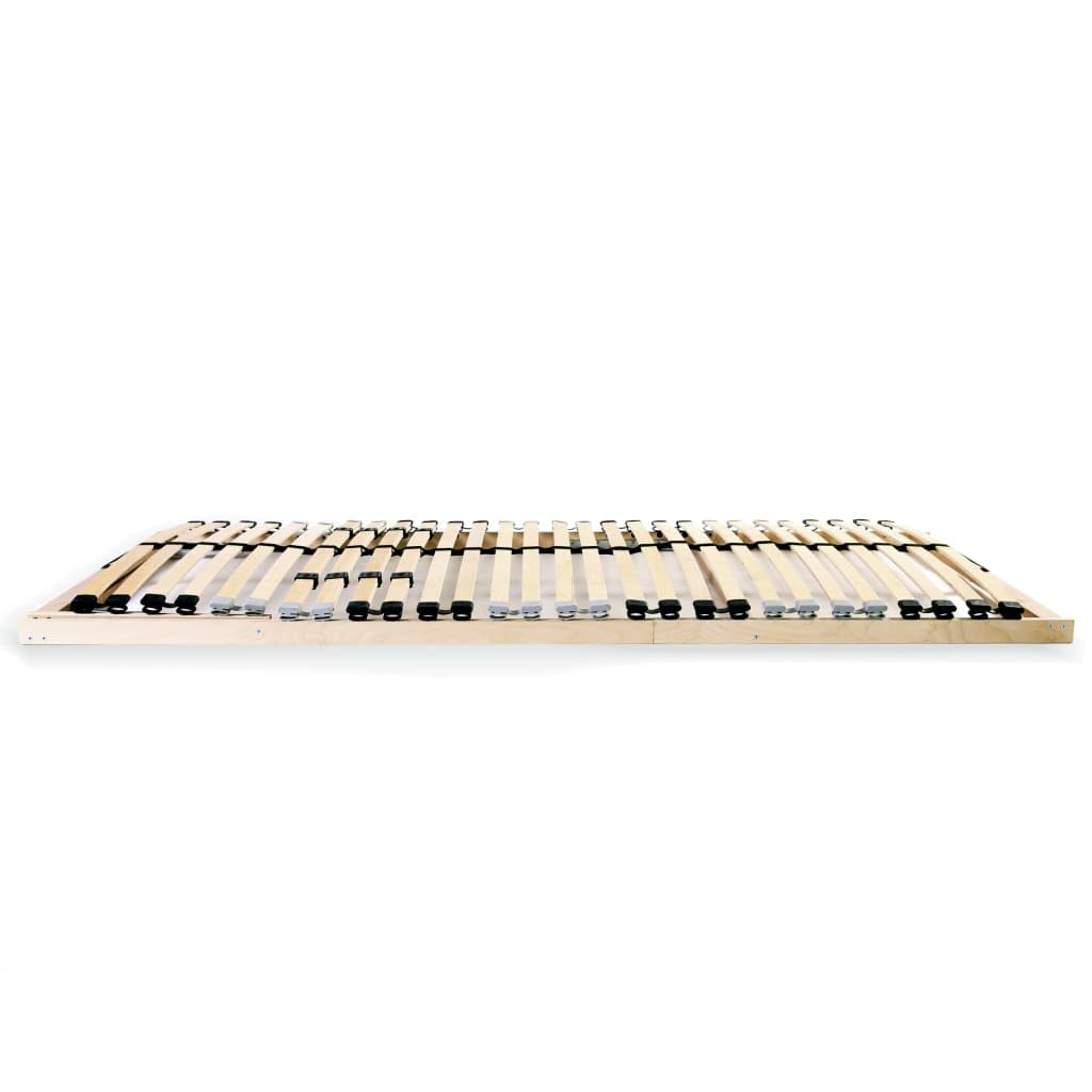 Stelaż łóżka 120 x 200 cm, 28 listew z drewna brzozowego, 7 stref, rama z drewna bukowego, regulowany zagłówek, łatwy montaż, do sypialni mebli