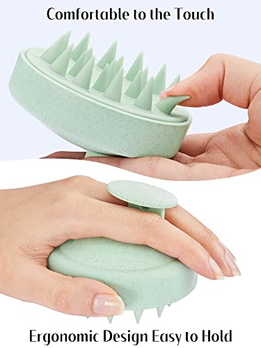 Image of HEETA Scalp Massager Hair Growth, Soft Silicone Scalp Scrubber Shampoo Brush for Exfoliation, Dandruff Removal & Head Massage Stress Relax, Wet & Dry Use for Thick, Thin Hair Care, Wheat Straw Green
