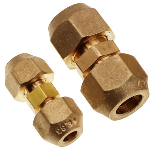 Image of Air Conditioning Copper Pipe Extension -1 /4 inch and 1 /2 inch Flare Nut, Joint Double Connector, Intermediate Connection Head, Free Welding, Fits 1 /4 inch and 1 /2 inch Diameter Tubes