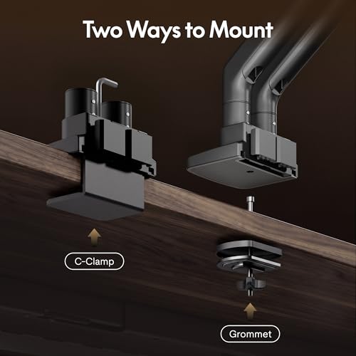 Image of FlexiSpot Monitor Stand, Heavy Duty Dual Monitor Arm for Ultrawide Screen up to 39 inch and 44 Lbs, Adjustable Gas Spring Arm with C Clamp & Grommet Base for Gaming Office, 75 /100 VESA Mount, Wood Grain