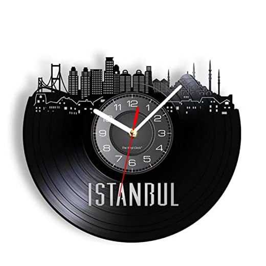 Väggklocka, Turkiet Istanbul Skyline Minimalistisk Väggklocka Turkisk Stadsbild Landskap Heminredning Retro Vinyl Record Watch Travel Gift