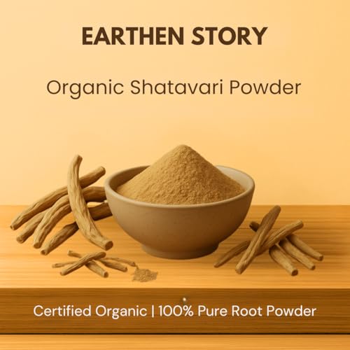 Image of Earthen Story Certified Organic Shatavari Root Powder (200g) | Lab Tested for 190+ Pesticides | Pure Asparagus Racemosus for Hormonal Balance & Vitality | Vegan, Non-GMO