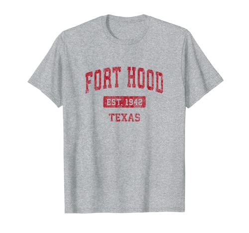 Fort Hood Texas TX Vintage Sport Design Rosso Maglietta