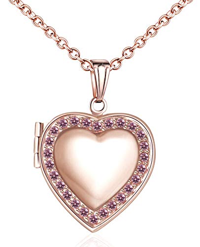 YOUFENG Love Heart Locket Necklace Holds Pictures Small Photo Lockets