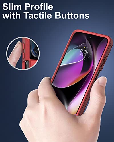 Dahkoiz For Motorola Moto G 5G (2022) Case With Tempered Glass Screen Protector And Dust-Proof Cap, Full Body Protection Silicone Rubber Cover Phone Case For Motorola Moto G 5G (2022), Black/Red #TOP4