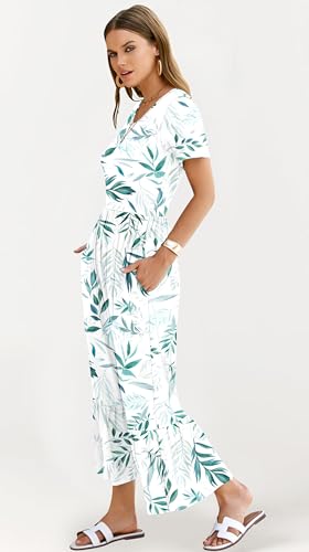 Image of AUSELILY Womens Summer Dresses 2025 Short Sleeve Maxi Dress Crewneck Casual Sundresses with Pockets