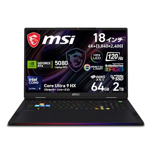 MSI �Q�[�~���O�m�[�gPC Raider 18 Max HX A2W GeForce RTX 5080 Core Ultra 9 290HX Plus 18�C���` ������ 64GB SSD 2TB ���t���b�V�����[�g120Hz Windows11 Pro