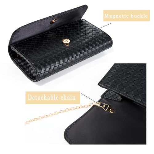 Image of Women's Woven Evening Bag Casual Leather Shoulder Handbag Fashion Crossbody Clutch Purse