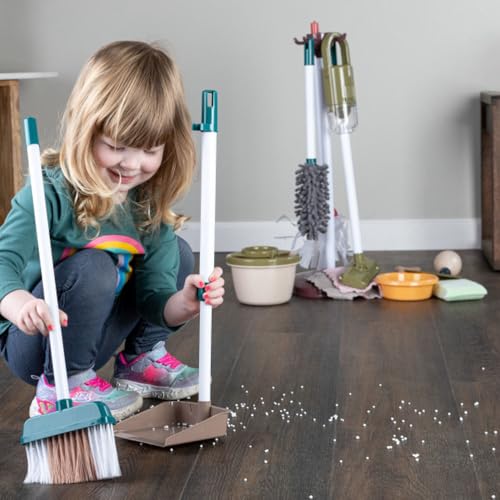 Kids Cleaning Toy Set - 15 Piece Toddler Cleaning Set with Kids Vacuum That Really Works, Broom, Dustpan, Mop, Bucket, Duster, Sponge, and More - Pretend Play Toys for Toddlers 3 and Up by Hey Play by HEY! PLAY! - Image 6