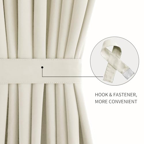 Image of DWCN French Door Curtains - Rod Pocket Thermal Curtain for Doors with Glass Window, Kitchen and Patio Doors for Privacy, 36 X 72 Inches Long, 1 Curtain Panel with Tieback,Light Beige