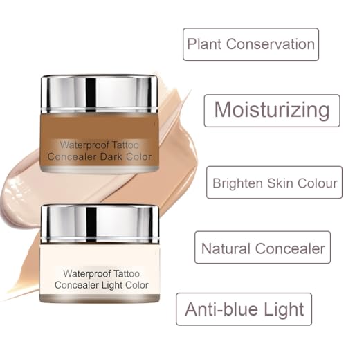 Tattoo Concealer,Tattoo Cover,Tattoo Entferner,Concealer,Wasserdichter Make up Haut für Männer Frauen,20g+20g