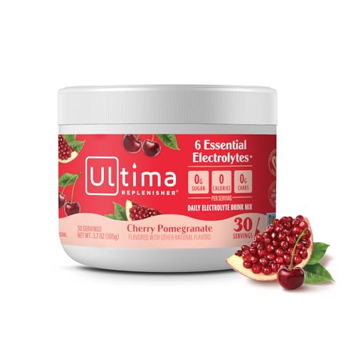 Image of Ultima Replenisher Daily Electrolyte Powder Drink Mix - Sugar Free - Cherry Pomegranate, 30 Servings - Hydration Powder with 6 Electrolytes and Trace Minerals - Keto Friendly, Vegan, Non-GMO