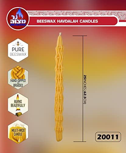 Ner Mitzvah Jumbo Beeswax Havdalah Candle - Hand Dipped Braided Bees Wax Havdallah Candle - Thick Round Twist Braid - Shabbat Judaica Gift #TOP1