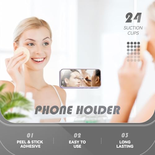 Image of CERLINK Suction Phone Case Sticker Grip Silicone Holder Mount for Hands-Free Mobile Accessory Holder Grip, Video Phone Accessory Compatible Mirror, Shower (Dark Grey)
