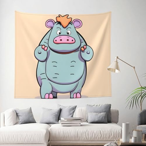 Tapiz de hipopótamos de dibujos animados para decoración de habitación y tapiz de pared 2