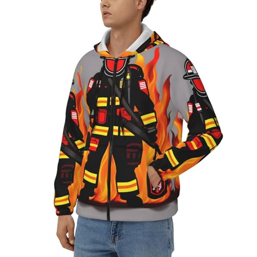 Pull à capuche homme imprimé pompier idéal pour les sorties du week-end - 2