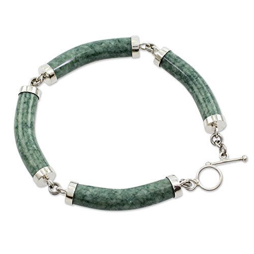 Novica Handmade Natural Connection - Green Jade Link Bracelet, Silver Bracelets, Elegant Bracelets, Handmade Bracelets, Silver Jewelry, Charm Bracelets #TOP16