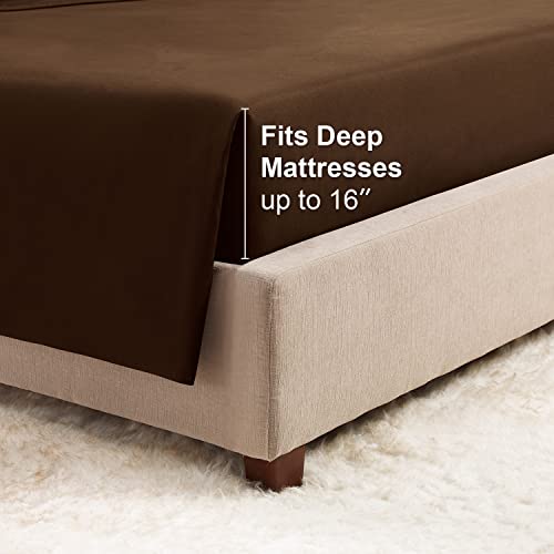 Empyrean Queen Sheets Set - 110 Gsm 6 Piece Bed Sheets For Queen Size Bed, Double Brushed Queen Size Sheets, Hotel Luxury Sheets, Soft Bedding Sheets & Pillowcases - Chocolate Brown #TOP4