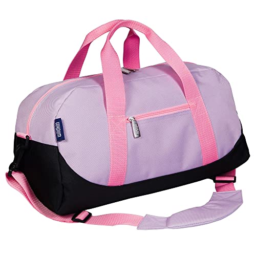 Image of Wildkin Kids Overnighter Duffel Bag - Carry-On Travel Bag for School & Sleepovers, Lightweight, Durable, Boys & Girls Ages 4-15 - Lilac
