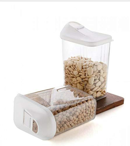 Image of Easy Flow Plastic Kitchen Storage Jars & Container Set, Kitchen Containers for Storage Lid Food Rice Pasta Pulses Container Transparent 1500 ML Set of 2, Multi Color