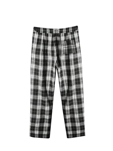 GORGLITTER Men's Plaid Checkered Baggy Pant Straight Wide Leg Drawstring Track Pants Trousers3