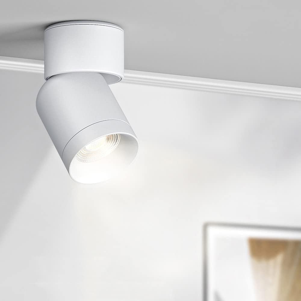 LED White Ceiling Spotlight COB Adjustable Surface Mount Spot Light Fixture, Directional Ceiling Lamp Fixed Track Lighting Kit, Gallery Picture Lights & Accent Spotlights
