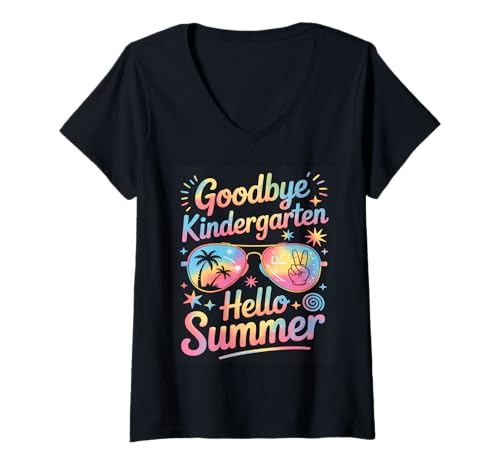 Donna Hello Summer Happy Last Day of School Teacher Student Maglietta con Collo a V