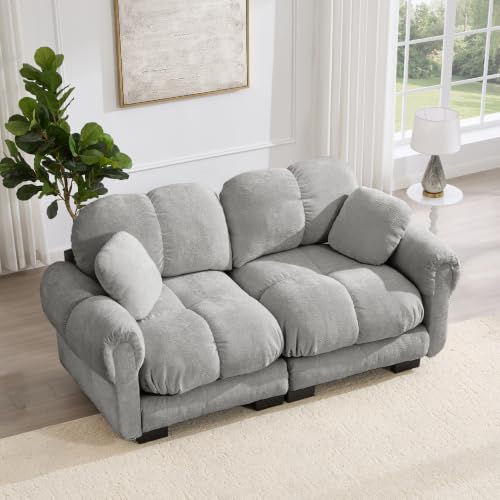 Sofá modular de chenilla gris de 2 asientos cómodo sofá de salón ergonómico 5