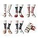 LIKERAINY Mujer Dama Calcetines Patrón Animal de Dibujos Animados de Algodón Navidad 3D Patrones Tamaño Estándar 5 Pares