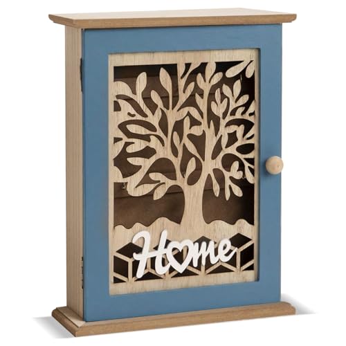 WANDGU Caja para llaves de madera: caja para llaves con 6 ganchos para llaves, pared decorativa de armario, armario de llaves hueco, decoración vintage para llaves, joyas