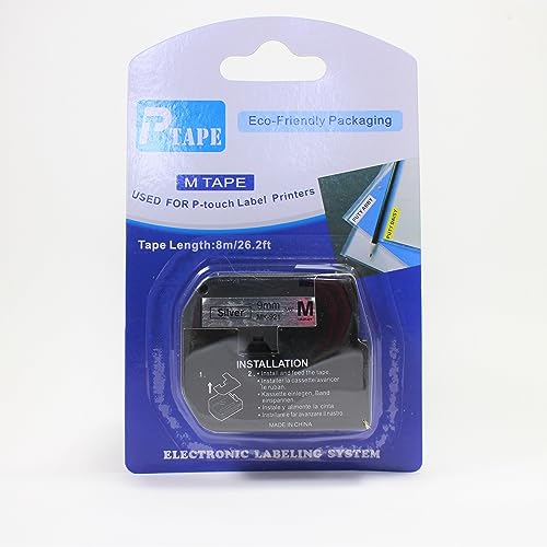Fita Refil Compatível MK-921 / M-921 Prata 9mm para Rotulador Brother PT-65 PT-70 PT-80 PT-85 PT-90