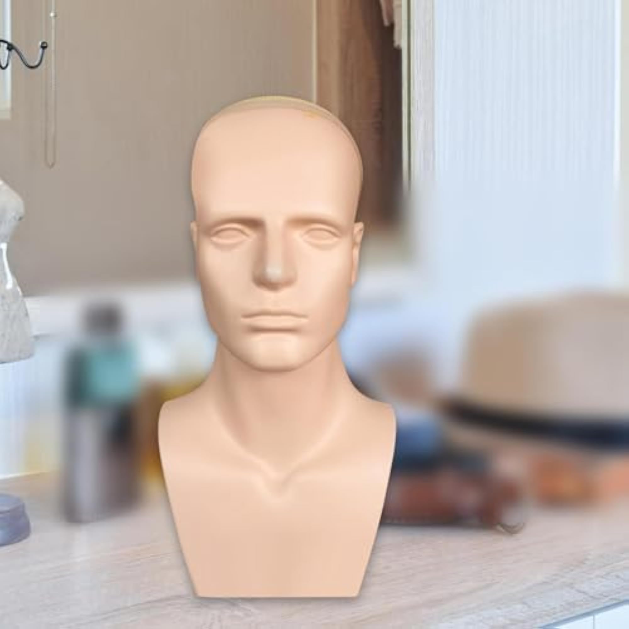 Male Mannequin Head with Shoulders, Wig Display Stand