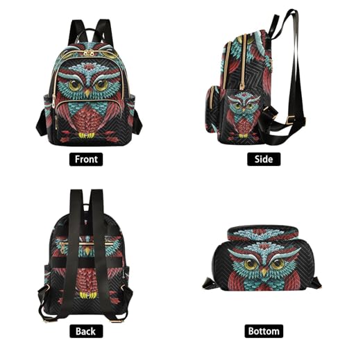 Image of ALAZA Boho Owl Print Bohemian Small Backpack Purse for Women Travel Bag Fashion Daypack Back Pack Shoulder Bag