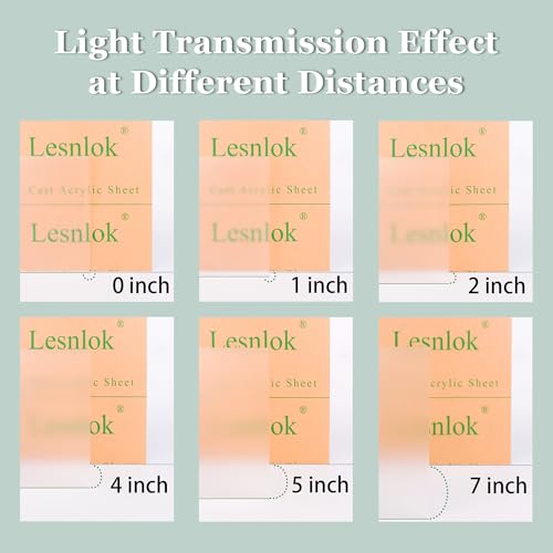 Image of Lesnlok 24 x 24 Frosted Acrylic Sheet 1 /4 inch Thick 6mm 1 Piece Bouble Sided Frosted Plexiglass Sheet,Transmittance 86%, for Decoration (1, Frosted Transparent, 24 x 24 x 1 /4)